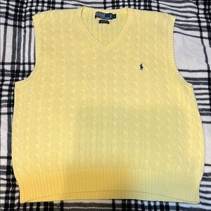 Polo Ralph Lauren Cable Knit V-Neck Sweater Vest Yellow Men’s Large